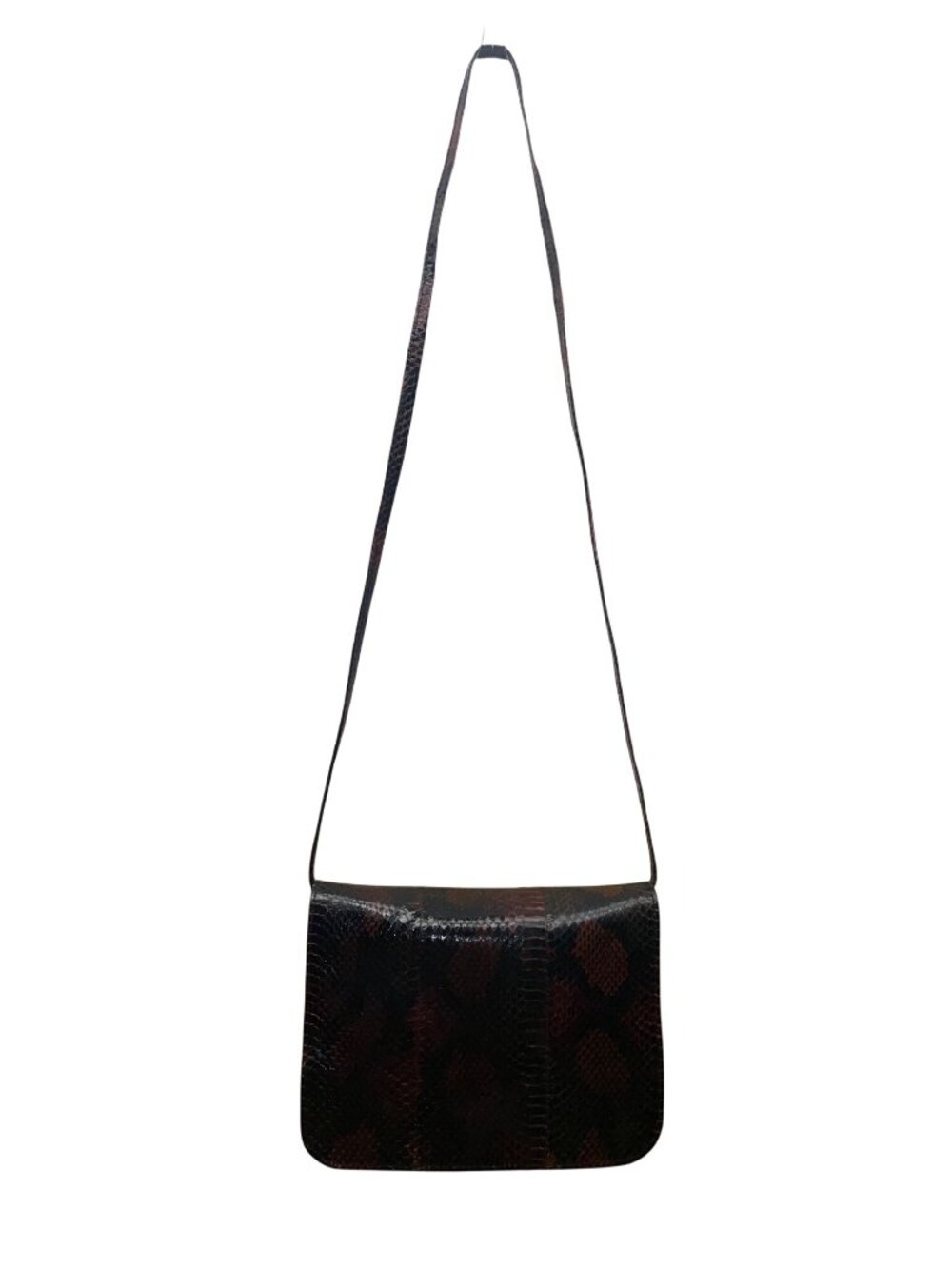 Vintage Bloomingdales 80’s Women’s Black/Brown Leather Snake Print Shoulder Bag